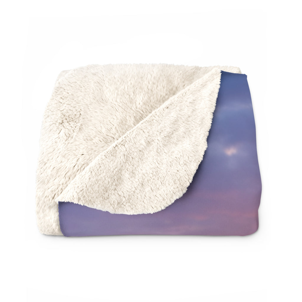 Waterfall Sunset Sherpa Blanket — Cozy Nature Fleece Throw