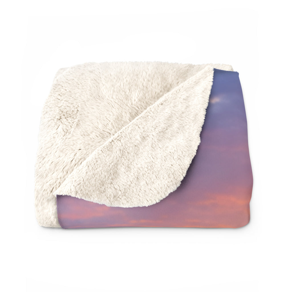 Waterfall Sunset Sherpa Blanket — Cozy Nature Fleece Throw